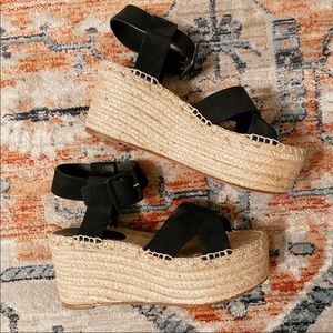 CELINE black platform espadrilles